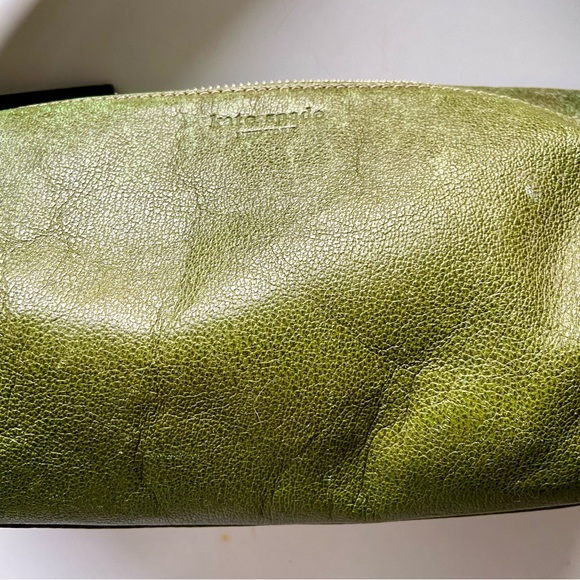Kate Spade vintage 90s leather shoulder bag with bow strap in olive green - Picture 3 of 12
